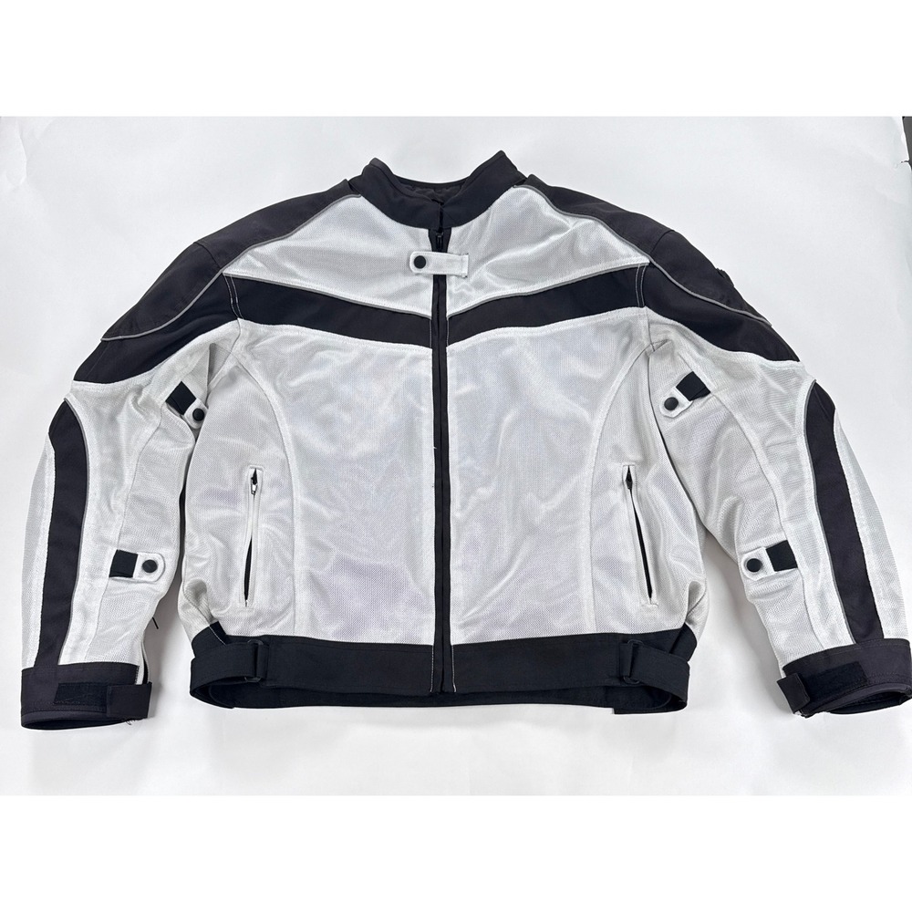 Bilt Mens Jacket 2XL White Black BLM 13 Mesh Motorcycle Armor Biker Padded